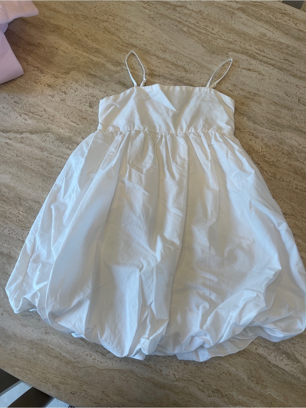 Girls White Spaghetti-Strap Bubble Dress - Art Class (M)